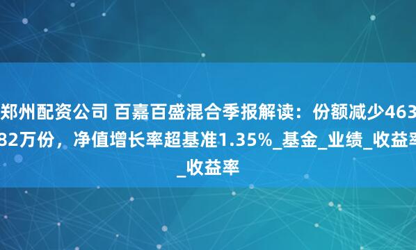 郑州配资公司 百嘉百盛混合季报解读：份额减少463.82万份，净值增长率超基准1.35%_基金_业绩_收益率