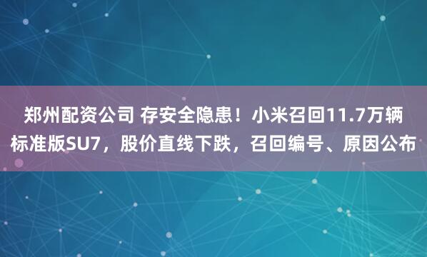 郑州配资公司 存安全隐患！小米召回11.7万辆标准版SU7，股价直线下跌，召回编号、原因公布